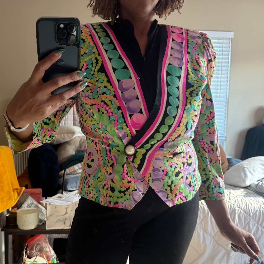 Vintage Multicolor Abstract Blazer